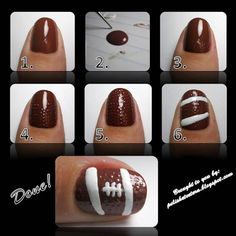 27 Football Nail Art Inspirations,  Covergirl’s Fun Team Fanicures! (They made them bumpy...how cool!) Super Bowl Nails, Sports Mom, Cute Nail Designs, Nail Art Inspiration, Fancy Nails