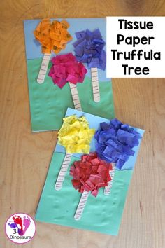 tissue paper trufflia tree craft for kids to make with the toddlers