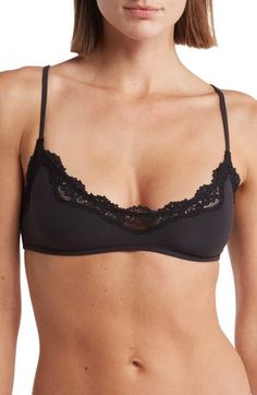 From Kim Kardashian's iconic SKIMS, this scoop-neck bralette is stretchy for all-day comfort and designed with dainty lace for a hint of romance. Partially lined 76% polyamide, 24% elastane Machine wash, tumble dry Imported Cute Bralettes, Cute Highschool Outfits, Minimalist Wardrobe, Cute Comfy Outfits, Bra Lingerie, Lace Bra, Second Skin, Style Guides, Trendy Outfits