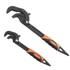 two black and orange pliers on white background