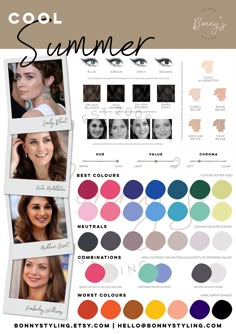 Summer Cold Color Palette, Make Up For Cool Summer Type, Cold Summer Palette Outfit, Cool Summer Color Palette Nail Polish, House Of Color Summer Hair Colors, Cool Muted Summer Palette, Cool Summer Color Palette Clothes, Cool Summer Palette Hair, Cool Summer Color Combinations