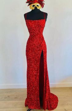 Custom Prom Dress, Sequin Evening Dresses, Red Prom, Red Sequin, Long Sleeve Wedding, Cheap Prom Dresses, Red Prom Dress, Satin Material, Mermaid Prom Dresses