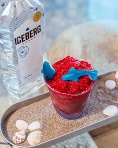 shark week, shark drink, shark cocktail, slush, slushie, vodka slushie, frozen drink, frozen cocktail, frozen vodka, iceberg vodka. Shark Gummies, Chum Bucket, Raspberry Puree, Shark Week, Simple Syrup, Lemon Juice