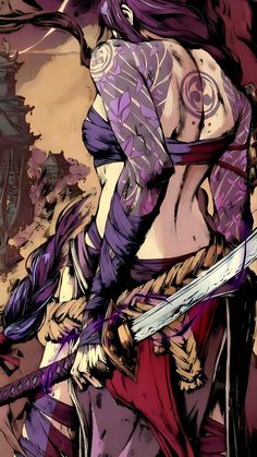 Raiden Shogun, Purple Hair, Swords, Purple