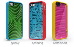 three iphone cases with different designs on them