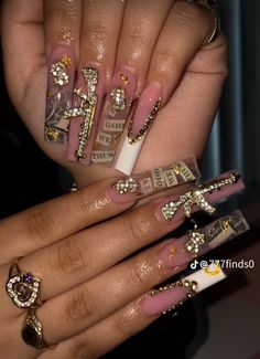 Fye Nails, Nail Envy, Bling Acrylic Nails, Short Acrylic Nails Designs, Square Acrylic Nails, Birthday Nails