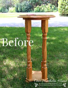 an old table turned into a side table