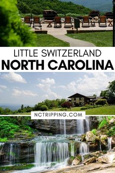 the little switzerland and north carolina waterfalls with text overlay