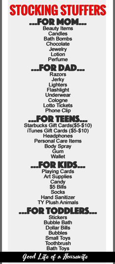 a poster with the words stocking stuff for dads and their children on it