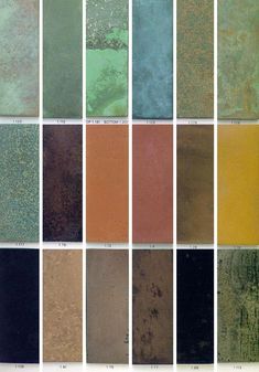 an image of different shades of paint on the walls and floor in various colors, from green to brown