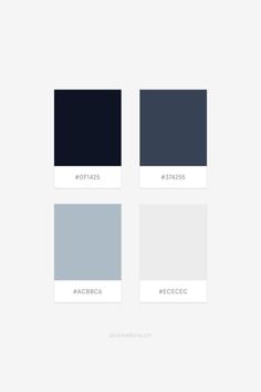 four different shades of blue and gray on a white background with the text, color picker