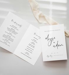 the wedding program booklet is open and ready to be printed