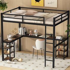 42023905886250 Loft Bed Full, Loft Bed For Kids, Desk And Storage, Full Size Loft Bed, Metal Loft Bed, Loft Bed Plans, Bed For Kids, Loft Bed With Desk, Cozy Loft