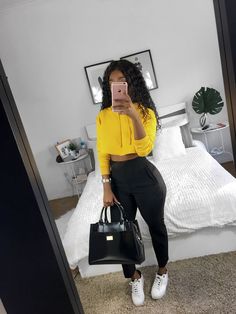 outfits for black and yellow 4s Fall Fashion Skirts, Chill Fits, Yellow Outfit, Tumblr Outfits, Pinterest Outfits, Brunch Outfit, Themed Outfits, College Outfits, Night Outfits