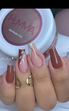 Acrylic Nails Nude, Long Acrylic Nail Designs, White Acrylic Nails, Casual Nails, Classy Acrylic Nails, Nails Only, Short Acrylic Nails Designs, Brown Nails