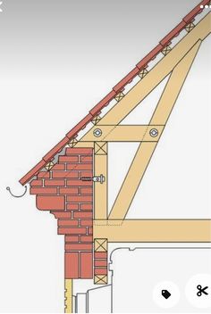 an image of a brick wall being built into the side of a building with exposed rafters