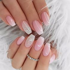 24pcs Pink Ombre Sparkle False Nail Coffin Press on Nails for Nail Art | eBay Maternity Shoot Nail Ideas, Baby Girl Shower Nails, Nails For Baby Shower Girl, Girl Baby Shower Nails, Baby Pink Nail Designs, Baby Shower Nails Girl, Birth Nails, Shower Nails, Nails 2025