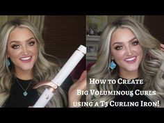 Big Voluminous Curls | T3 Convertible Curling Iron - YouTube T3 Curling Iron Tutorials, Big Voluminous Curls, T3 Curling Iron, Big Bouncy Curls, Curl Tutorial, Hair Curling Tutorial, Barrel Curling Iron, Seamless Hair Extensions