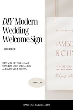 Create Minimalist Wedding Welcome Signs with Simple DIY Templates Rustic Wedding Welcome Sign, Modern Rustic Wedding, Rustic Modern Wedding, Refined Aesthetic