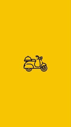 a drawing of a scooter on a yellow background