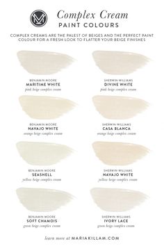 the different shades of paint that are used in this painting project, which includes creams and