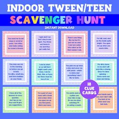 an indoor scavenger hunt for kids with instructions to use it in the classroom