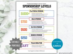 a poster with the words sponsor levels on it