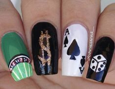 Casino Nail Art, Gambling Nails, Casino Nails Designs, Dice Nails, Casino Nails, Vegas Nail Art, Las Vegas Nails, Vegas Nails, Nails Inspired