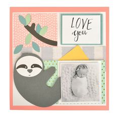 a card with an image of a slotty bear and the words love you on it