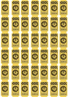 yellow and black checkered stickers with numbers