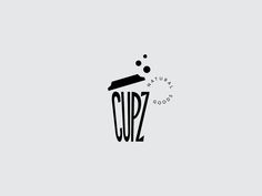 the logo for cupz is shown in black on a light gray background with bubbles