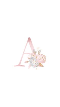 a pink letter with flowers and leaves on the front, sitting against a white background