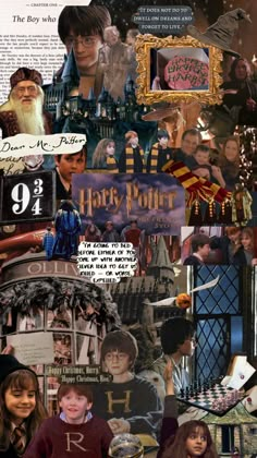 harry potter collage with hogwart's houses and other characters