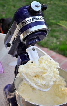 a mixer with some ice cream in it