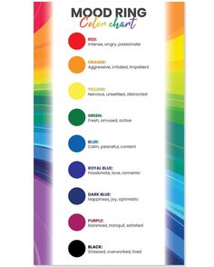 the mood ring color chart with different colors