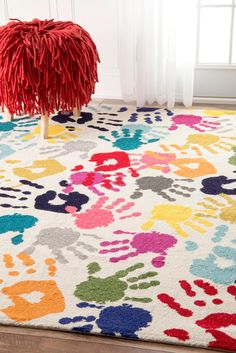 a multicolored rug with an animal print on it