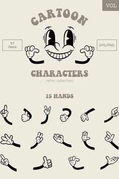 cartoon characters with hand gestures and expressions for each character in the video game, cartoons