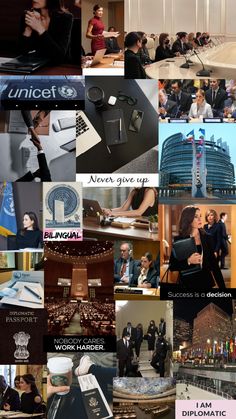 a collage of photos with people and business related items in the middle one has a cell phone on it