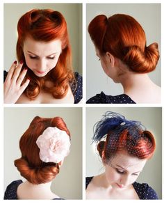 where can you buy those brushes to make victory rolls - Google Search Gibson Roll, Cabelo Pin Up, 40s Hairstyles, 50s Hairstyles, 1940s Hairstyles, Victory Rolls, Roll Hairstyle, Rockabilly Hair, Pin Up Hair