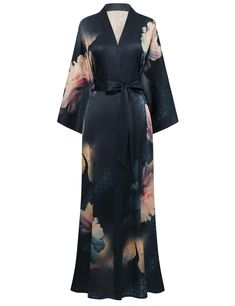 PRICES MAY VARY. Material: 100% Polyester, silky and breathable. Size: 48” at chest and hip, 52” in length (±0.7” deviation is allowed due to manual measurement); One size fits most. Design: Completed with professional french seam and decorated with hand-sketched flower, the gradient color satin kimono cover up is durable and will add extra understated luxury to your daily look. Features: Long style up to ankle, removable sash tie, belt loops, inside ties, open front, side pockets, continuously Robe Sleepwear, Kimono Blouse, Satin Sleepwear, Satin Kimono, Understated Luxury, Womens Kimono, Long Kimono, French Seam, Long Style