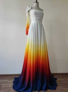 Hand painted ombre wedding skirt. Chiffon wedding skirt. Sunset wedding skirt. Colorful skirt. Maxi skirt. Beach wedding skirt Wedding Dresses Ombre, Sunset Ombre Dress, Sunset Wedding Dress, Wedding Dress Colorful, Dip Dye Wedding Dress, Ombre Bridesmaid Dresses, Painted Skirt, Colorful Wedding Dress, Dye Wedding Dress