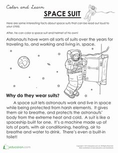 the space suit worksheet for kids