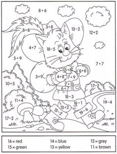 a coloring page with numbers and an image of a cat in the forest, which has been