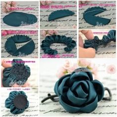 the instructions to make a flower hair clip with satin fabric and lace on each side