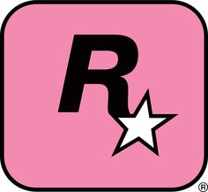 the letter r with a star on it's side is shown in black and pink