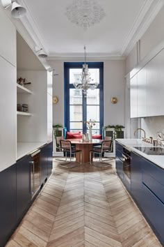 the kitchen is clean and ready to be used for dining or as an entertaining area