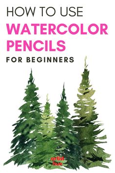 how to use watercolor pencils for beginners book cover with pine trees in the background