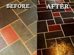 before and after image of a tiled floor cleaning service in north london, ont