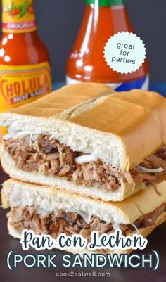 This pan con lechon is loaded with juicy pork and Cuban flavors—perfect for parties or dinner. Get this fantastic recipe now! Roasted Pork Sandwiches, Authentic Pork Carnitas Recipe, Cuban Pork Sandwich, Cuban Pork Roast, Lechon Recipe, Comfy Kitchen, Leftover Pork Roast, Mojo Sauce, Roast Pork Sandwich