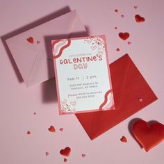 a valentine's day party with hearts and envelopes